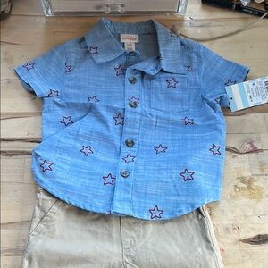 Cat & Jack Blue Button Down Shirt and shorts